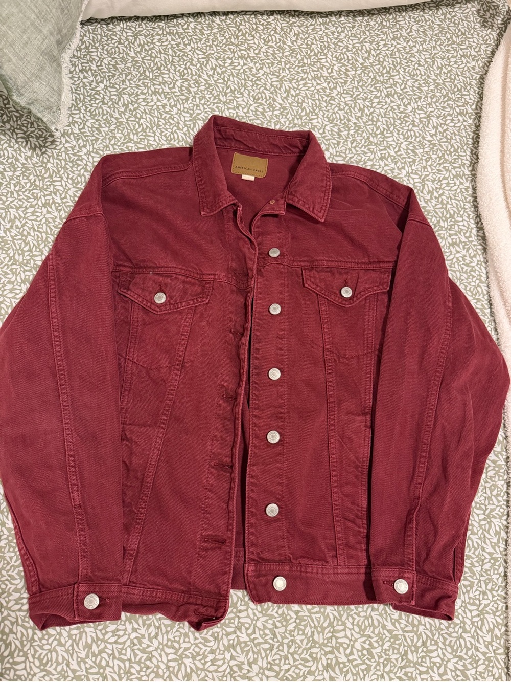 American Eagle Outfitters Maroon Denim Jacket